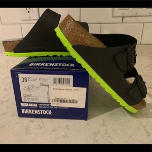 Birkenstock Arizona BS Desert Soil Black Acid Lime Size 5 Men/7 Ladies